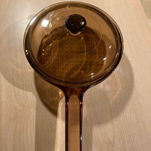 Corning Visions 7" Skillet Frying Pan Amber Glass Pyrex Lid Waffle Bottom
